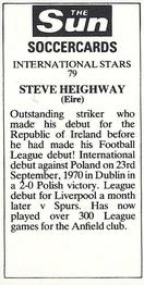 1978-79 The Sun Soccercards #79 Steve Heighway Back