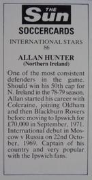 1978-79 The Sun Soccercards #86 Allan Hunter Back
