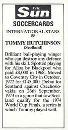 1978-79 The Sun Soccercards #88 Tom Hutchison Back