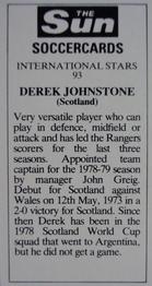 1978-79 The Sun Soccercards #93 Derek Johnstone Back