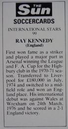 1978-79 The Sun Soccercards #99 Ray Kennedy Back