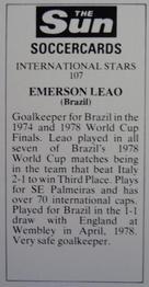 1978-79 The Sun Soccercards #107 Emerson Leao Back