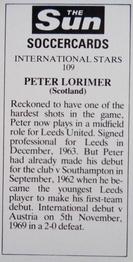 1978-79 The Sun Soccercards #109 Peter Lorimer Back
