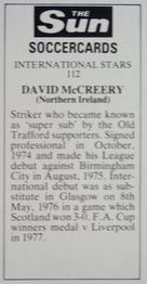 1978-79 The Sun Soccercards #112 David McCreery Back