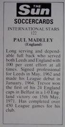 1978-79 The Sun Soccercards #122 Paul Madeley Back