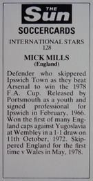 1978-79 The Sun Soccercards #128 Mick Mills Back