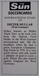 1978-79 The Sun Soccercards #129 Dieter Muller Back