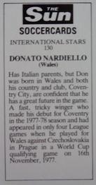 1978-79 The Sun Soccercards #130 Donato Nardiello Back