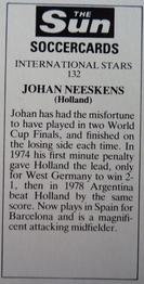 1978-79 The Sun Soccercards #132 Johan Neeskens Back
