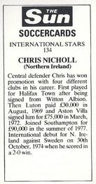 1978-79 The Sun Soccercards #134 Chris Nicholl Back