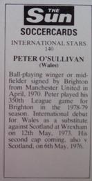1978-79 The Sun Soccercards #140 Peter O'Sullivan Back