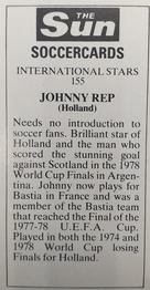 1978-79 The Sun Soccercards #155 Johnny Rep Back