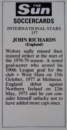 1978-79 The Sun Soccercards #157 John Richards Back