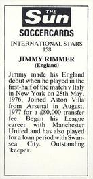 1978-79 The Sun Soccercards #158 Jimmy Rimmer Back