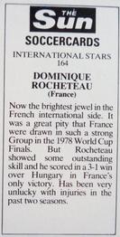 1978-79 The Sun Soccercards #164 Dominique Rocheteau Back