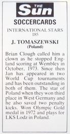 1978-79 The Sun Soccercards #185 Jan Tomaszewski Back