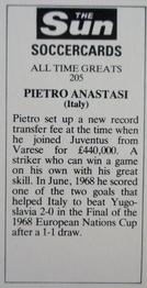 1978-79 The Sun Soccercards #205 Pietro Anastasi Back