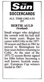 1978-79 The Sun Soccercards #207 Bertie Auld Back