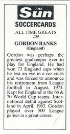 1978-79 The Sun Soccercards #209 Gordon Banks Back