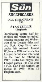1978-79 The Sun Soccercards #236 Stan Cullis Back