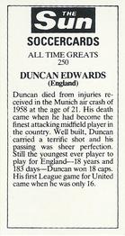 1978-79 The Sun Soccercards #250 Duncan Edwards Back