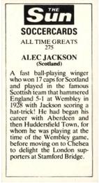 1978-79 The Sun Soccercards #275 Alec Jackson Back