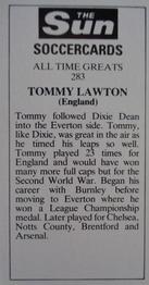 1978-79 The Sun Soccercards #283 Tommy Lawton Back