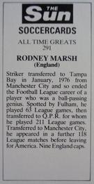 1978-79 The Sun Soccercards #291 Rodney Marsh Back