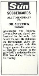 1978-79 The Sun Soccercards #296 Gil Merrick Back