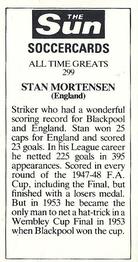 1978-79 The Sun Soccercards #299 Stan Mortensen Back