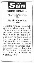 1978-79 The Sun Soccercards #306 Ernst Ocwirk Back