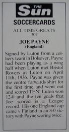 1978-79 The Sun Soccercards #307 Joe Payne Back