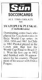 1978-79 The Sun Soccercards #309 Svatopluk Pluskal Back