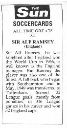 1978-79 The Sun Soccercards #311 Alf Ramsey Back