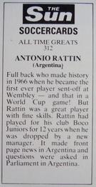 1978-79 The Sun Soccercards #312 Antonio Rattin Back