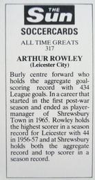 1978-79 The Sun Soccercards #317 Arthur Rowley Back