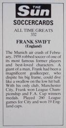 1978-79 The Sun Soccercards #332 Frank Swift Back