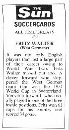 1978-79 The Sun Soccercards #340 Fritz Walter Back