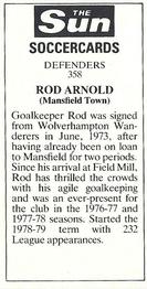 1978-79 The Sun Soccercards #358 Rod Arnold Back