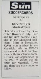 1978-79 The Sun Soccercards #361 Kevin Bird Back