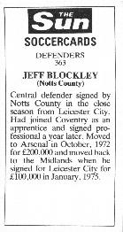 1978-79 The Sun Soccercards #363 Jeff Blockley Back