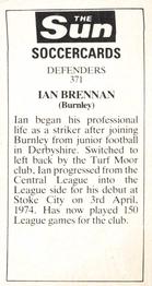 1978-79 The Sun Soccercards #371 Ian Brennan Back