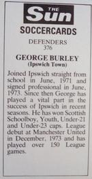 1978-79 The Sun Soccercards #376 George Burley Back
