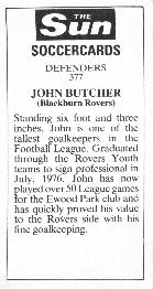 1978-79 The Sun Soccercards #377 John Butcher Back