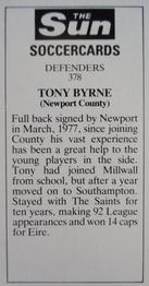 1978-79 The Sun Soccercards #378 Tony Byrne Back