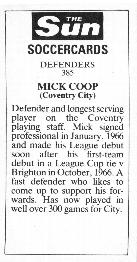 1978-79 The Sun Soccercards #385 Mick Coop Back