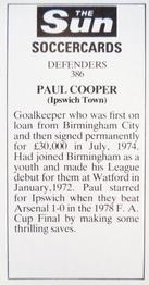 1978-79 The Sun Soccercards #386 Paul Cooper Back