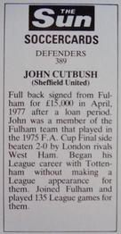 1978-79 The Sun Soccercards #389 John Cutbush Back