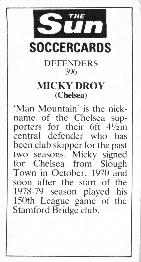 1978-79 The Sun Soccercards #396 Micky Droy Back