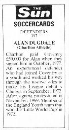 1978-79 The Sun Soccercards #397 Alan Dugdale Back
